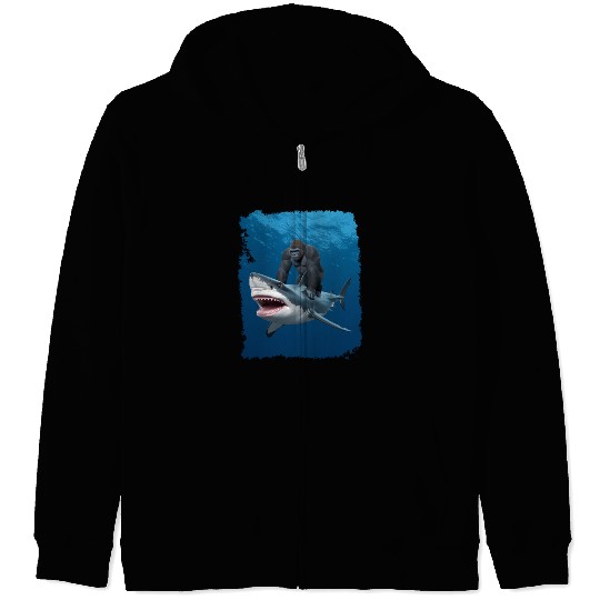 Funny Meme I Love Shark I Love Gorilla Weird Zip Hoodies