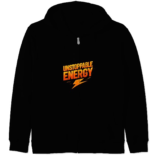 Unstoppable Energy – Futuristic Streetwear Logo Zip Hoodies