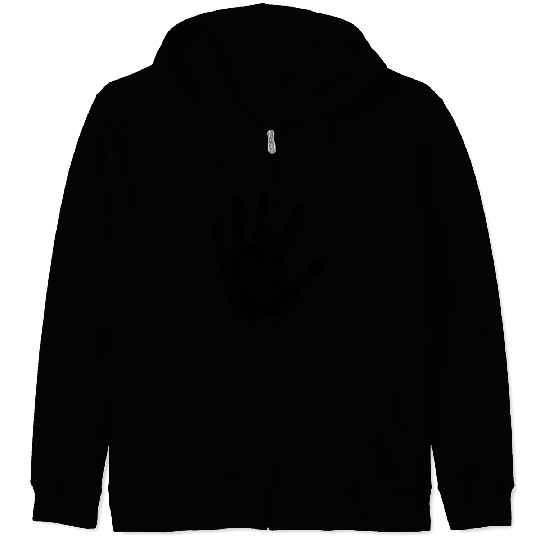 Black Handprint Graphic Design Picture Zip Hoodies