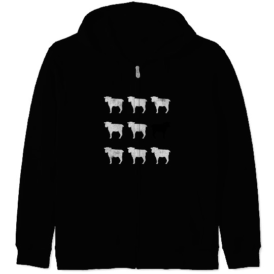 Many White Sheep: One Black Sheep Zip Hoodies