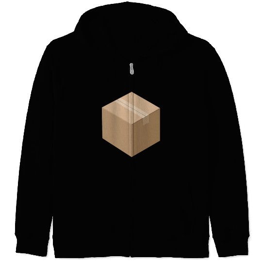 3D Isometric Cardboard Box Zip Hoodies