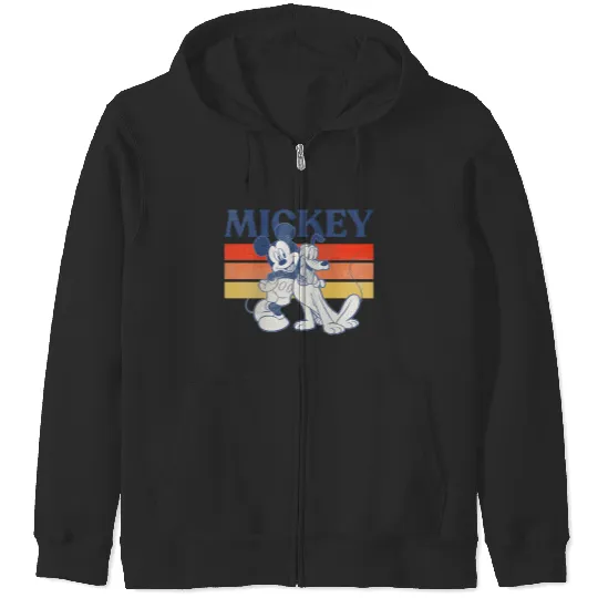 Mickey And Pluto Retro Line Zip Hoodies, Mickey And Friends Zip Hoodies, Disney Zip Hoodies