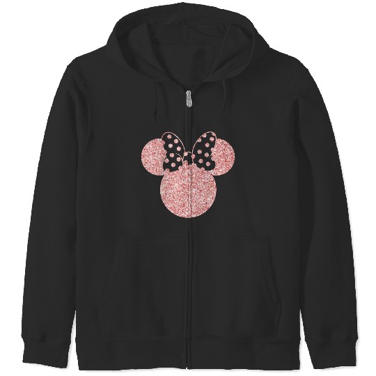 Disney Zip Hoodies, Disney Ear Zip Hoodies, Glitter Rose Gold Minnie