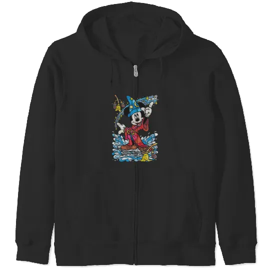 Disney Fantasia Sorcerer Mickey Mouse Magic Wizard Retro Zip Hoodies, Magic Kingdom Zip Hoodies Family Birthday Gift