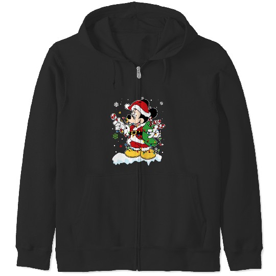 Disney Mickey And Friends Mickey Mouse Christmas Light Santa Zip Hoodies