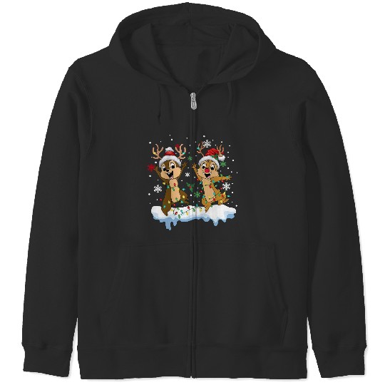 Disney Chip N Dale Chipmunks Christmas Lights Zip Hoodies