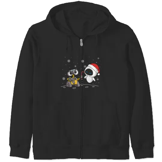 Disney Wall-E and Eve Christmas Holidays Zip Hoodies, Wall-E Christmas Zip Hoodies