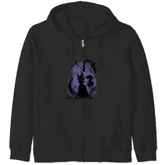 Disney Sleeping Beauty Maleficent Dragon Silhoue Zip Hoodies