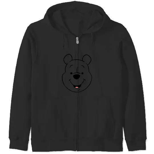 Disney Winnie The Pooh Pooh Bear Large Face Zip Hoodies