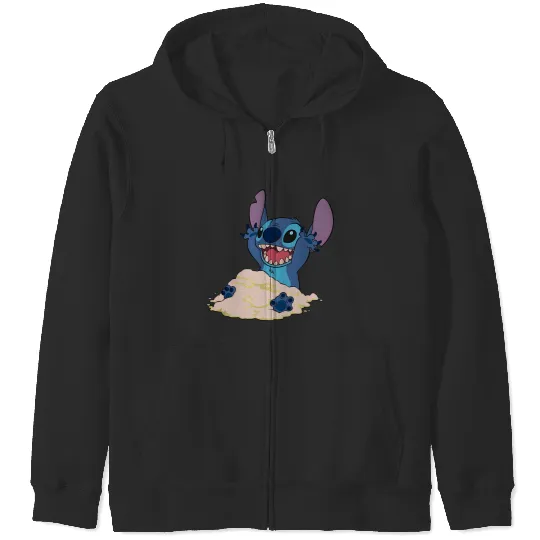 Stich Playing in Sand Disney Zip Hoodies