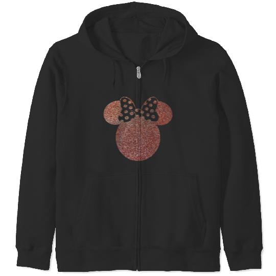 Disney Zip Hoodies, Minnie Ear Zip Hoodies, Glitter Rose Gold Minnie Zip Hoodies