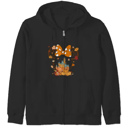 Fall Minnie Mickey Ear Zip Hoodies, Minnie Halloween, Disney Halloween Zip Hoodies