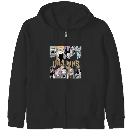Retro Disney Villains Characters Zip Hoodies, Maleficent Ursula Evil Queen Hades Zip Hoodies, Disney Villains Group