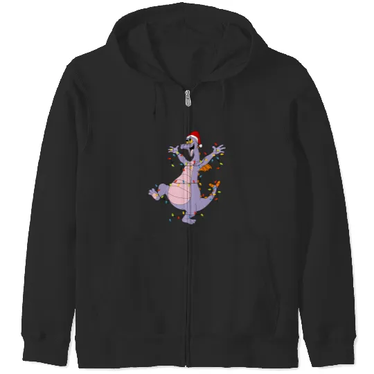 Disney Figment Christmas Lights Zip Hoodies, Figment Merry Christmas Zip Hoodies, Purple Dragon Epcot Disneyland Christmas Matching Family Zip Hoodies