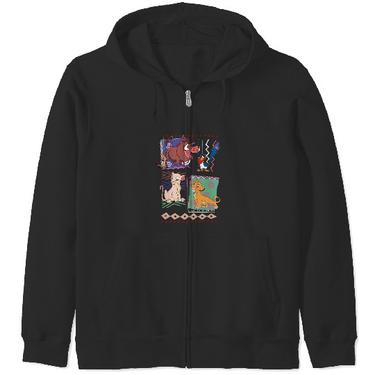 Retro 90s Disney Lion King Simba And Timon Graphic Zip Hoodies