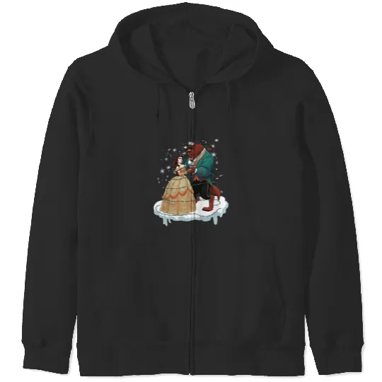 Beauty and the Beast Retro Christmas Zip Hoodies, Disney Princess Christmas Zip Hoodies