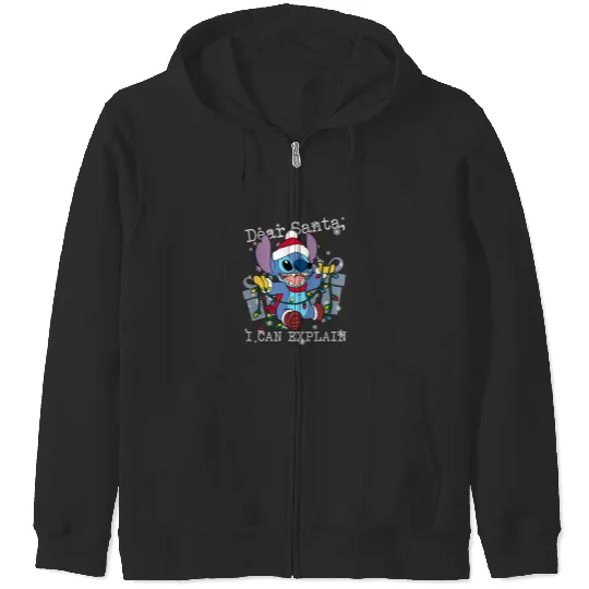 Cute Lilo & Stitch Christmas Dear Santa I Can Explain Zip Hoodies, Funny Disney