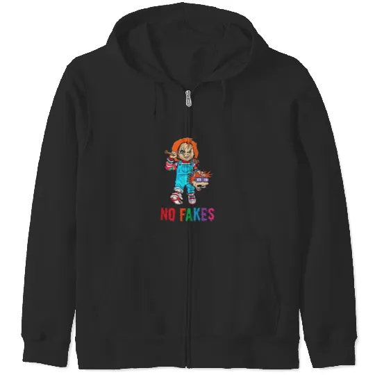 Chucky "No Fakes" adult Zip Hoodies, Halloween Disney Zip Hoodies