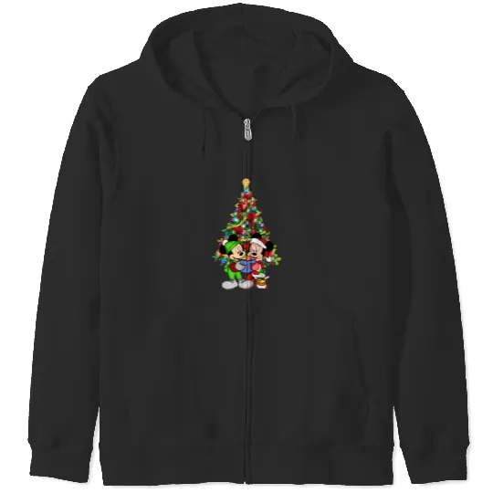 Minnie Mouse And Mickey Christmas Tree Zip Hoodies, Disney Christmas