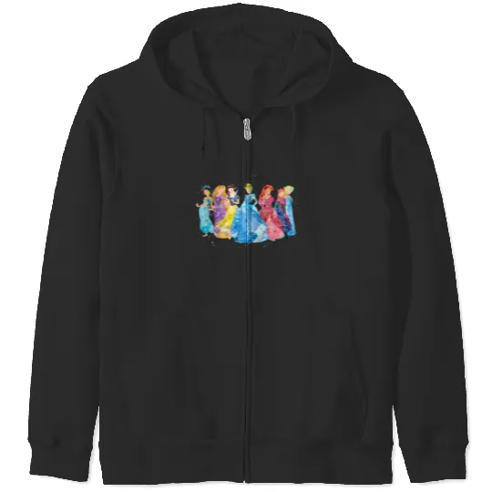 Watercolor Disney Princess Zip Hoodies, Retro Disney Princess Zip Hoodies