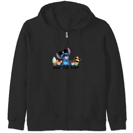 Disney Stitch Best Day Ever, Disney Snacks Zip Hoodies, Stitch Snacks Zip Hoodies