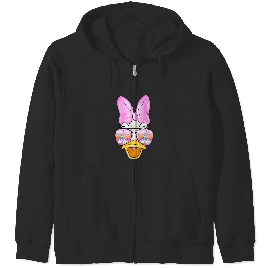 Daisy Duck Watercolor Castle Aviator Zip Hoodies| Disney Zip Hoodies