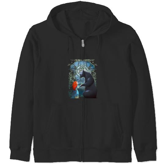 Disney Pixar Brave Merida And Bear Profile Portrait Zip Hoodies, Magic Kingdom Holiday Unisex Zip Hoodies