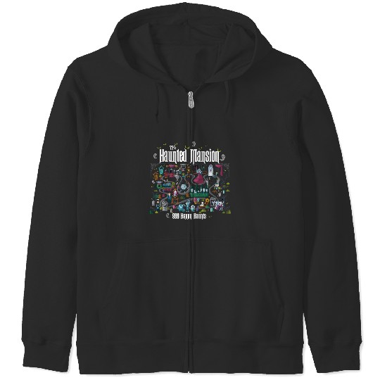 Retro The Haunted Mansion Map Zip Hoodies, Vintage Disney Halloween Zip Hoodies