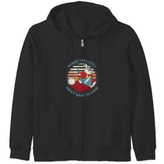 Disney Alice In Wonderland White Rabbit Sorry I Am Late Zip Hoodies , Vintage Disneyland  Family Matching Vacation Zip Hoodies