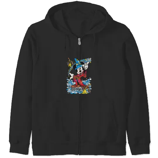 Disney Fantasia Sorcerer Mickey Mouse Magic Wizard Retro Zip Hoodies