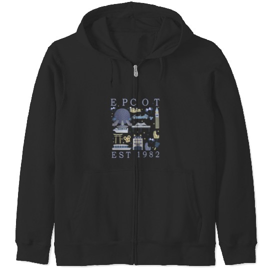 Disney Epcot Est 1982  Zip Hoodies, Mickey And Friends, Epcot Center 1982 Zip Hoodies