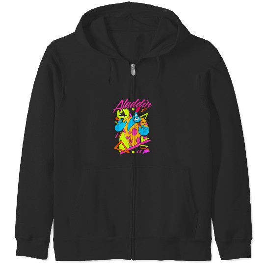 Disney Aladdin Genie Retro Abstract 90s Print Graphic Zip Hoodies