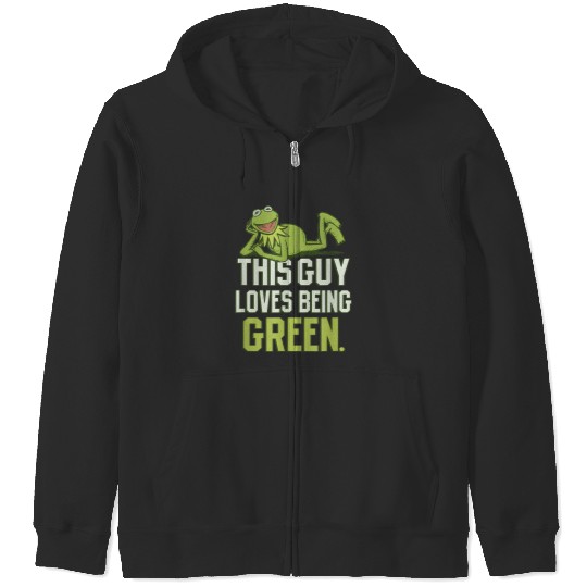 Disneyss The Muppets This Guy Loves Being Green Retro Kermit Zip Hoodies