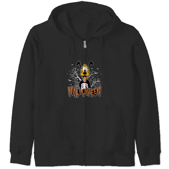 Pluto Skeleton Zip Hoodies, Halloween Zip Hoodies, Funny Skeleton Zip Hoodies, Disney Pluto Zip Hoodies, Disney Skeleton Zip Hoodies