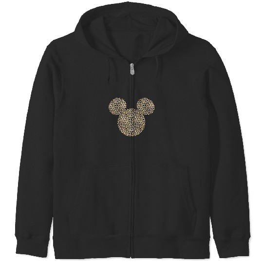 Disney Mickey Mouse Cheetah Print Silhouette Fil Zip Hoodies