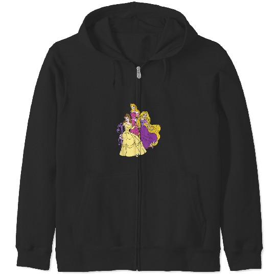 Disney Princess Belle Aurora and Rapunzel Hearts Zip Hoodies