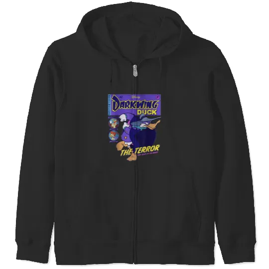 Disney Darkwing Duck Black T-Shirt Classic Fit, Crew Neck, Adult, Short Sleeve Zip Hoodies