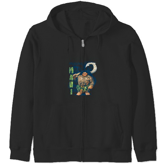 Disney Moana Maui Confident Pose Tribal Symbols Zip Hoodies