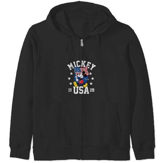 Disney Mickey Waving Flag USA Zip Hoodies