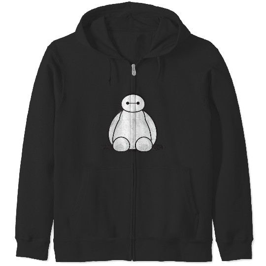 Disneyss Big Hero 6 Cute Baymax Sitting Distressed shots Zip Hoodies