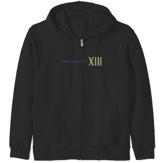 Disneyss Kingdom Hearts Organization Xiii Big Chest Text Logo Zip Hoodies