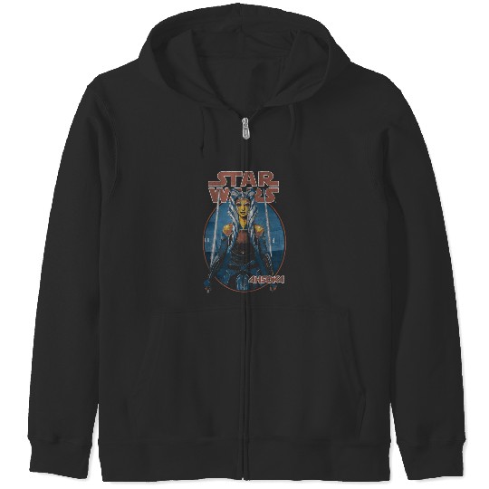 Star Warss Classic Ahsoka Tano Twin Sabers Vintages Disneyss+ Zip Hoodies