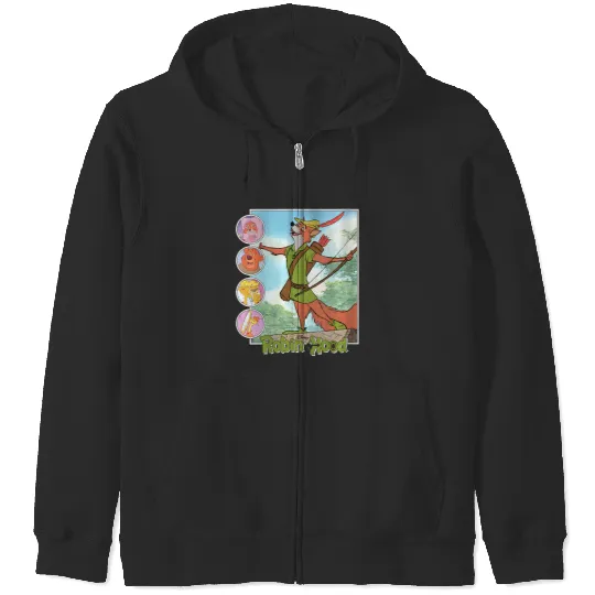 Womens Disney Robin Hood Classic Disney Film Retro V-Neck Zip Hoodies