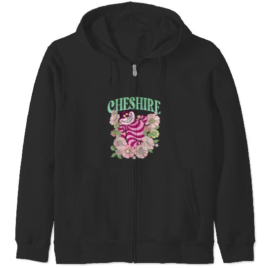 Retro Cheshire Cat Floral Zip Hoodies, Alice In Wonderland Zip Hoodies, Disney Cats Zip Hoodies