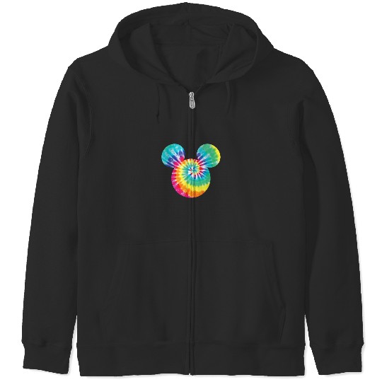 Disney Mickey Mouse Icon Rainbow Tie-Dye Short Sleeve T-Shirt Zip Hoodies