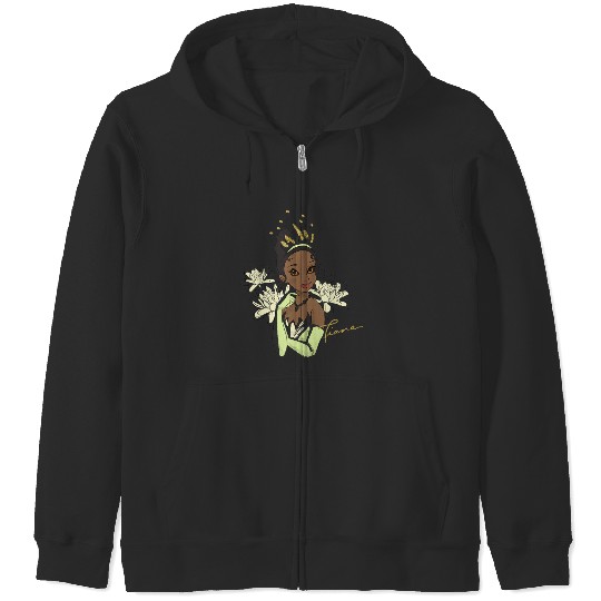 Disneyss The Princess And The Frog Tiana Floral Color Sketch Zip Hoodies