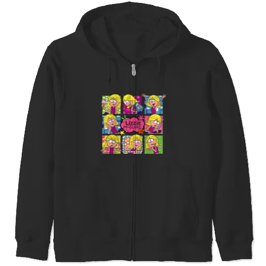 Disney Lizzy Mcguire Multi Lizzie's Moods Big Chest Panels Zip Hoodies