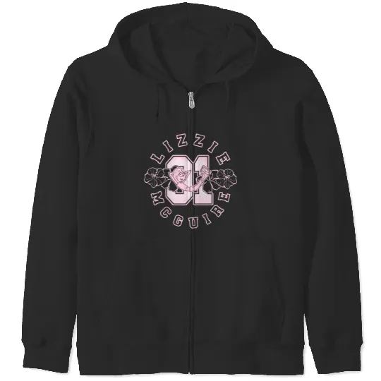 Disney Lizzy Mcguire Surfer Vibes College Outline Chest Logo Zip Hoodies