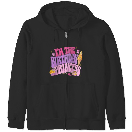 Disney Princess I'm The Birthday Princess Rapunzel Text Logo Zip Hoodies