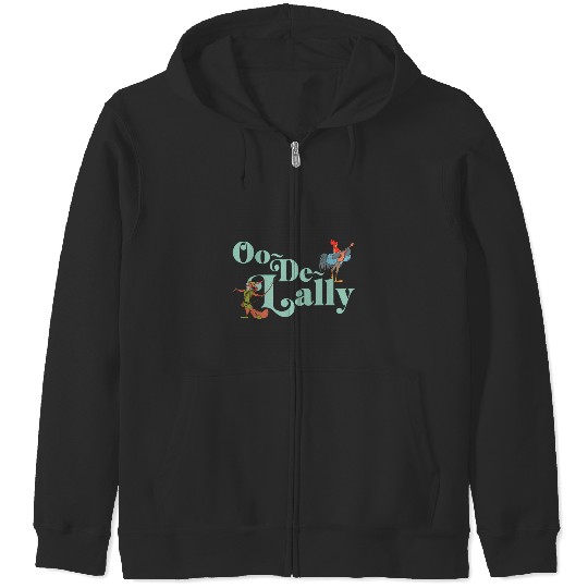 Disney Robin Hood Oo-De-Lally Iconic Quote Chest Text Logo Zip Hoodies
